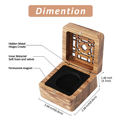 Hollow Wood Medal Storage Magnetic Boxes CON-WH0088-93C-01-1