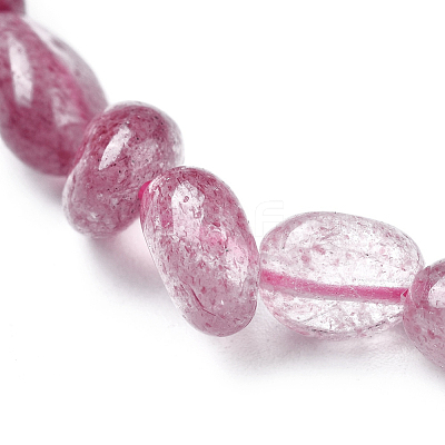 Natural Strawberry Quartz Bead Stretch Bracelets BJEW-K213-08-1