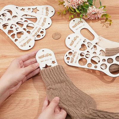 8Pcs 4 Styles Wood Sock Blockers for Knitting TOOL-NB0002-11-1