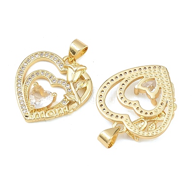 Mother's Day Brass Cubic Zirconia Pendants KK-L251-07G-07-1