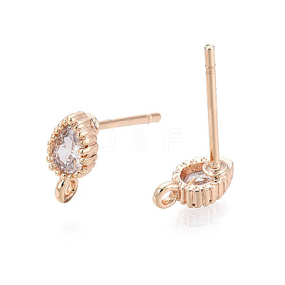 Brass Stud Earring Findings KK-Q750-032G-1