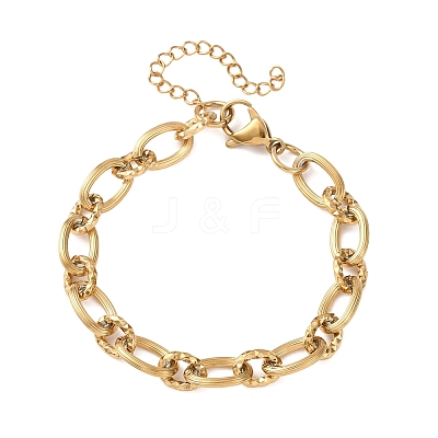 8MM 304 Stainless Oval Link Chain Bracelets SA-CBA725A-27G-1