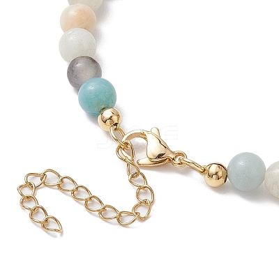 Natural Flower Amazonite & Synthetic Turquoise Charm Anklets for Women AJEW-AN00616-04-1