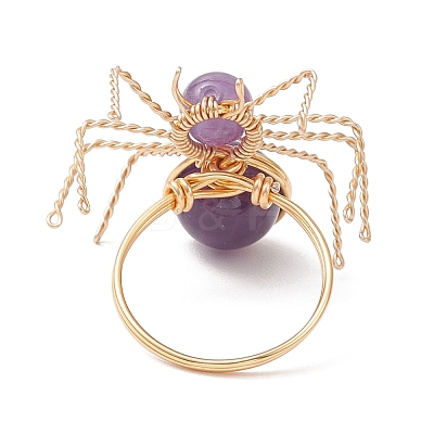 Natural Amethyst Beaded Finger Rings RJEW-TA00210-03-1