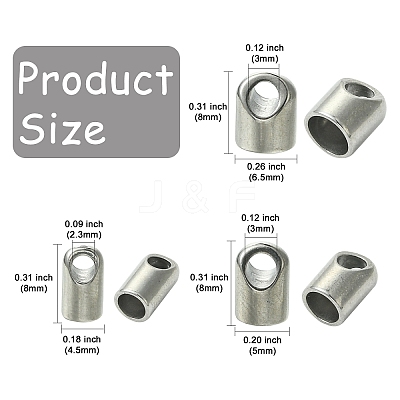 15Pcs 3 Styles 303 Stainless Steel Cord End/Tips STAS-CJ0003-37-1