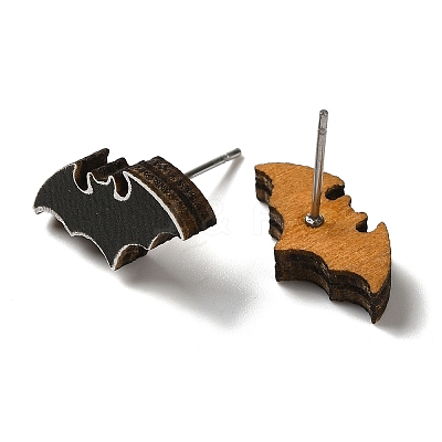 Wood Stud Earrings EJEW-Z054-02P-1