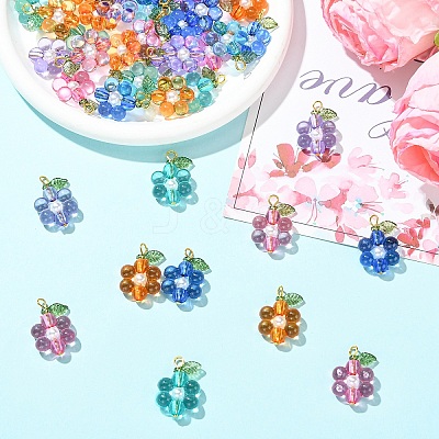 50Pcs 5 Colors Acrylic & ABS Plastic Pearl Pendants PALLOY-YW00199-1