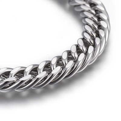Tarnish Resistant 304 Stainless Steel Cuban Link Chain Bracelets BJEW-L637-01A-P-1