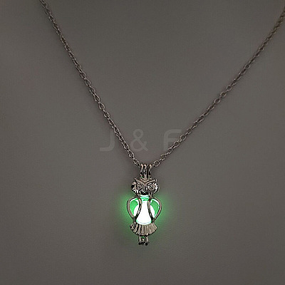 Alloy with Luminous Resin Bead Inside Pendant Necklaces for Women Men FS-WG4D5C2-03-1