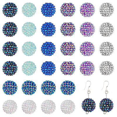 32Pcs 8 Colors Resin Rhinestone Beads RESI-CA0001-61-1