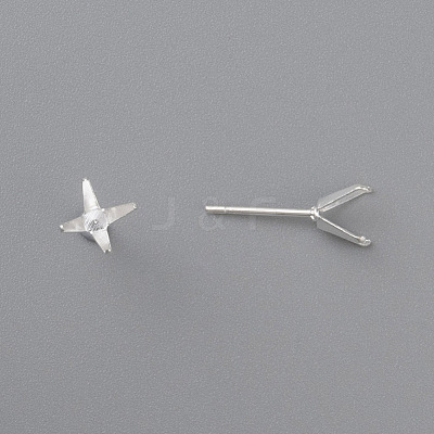 304 Stainless Steel Prong Earring Settings LS-STAS-O098-06S-04-1