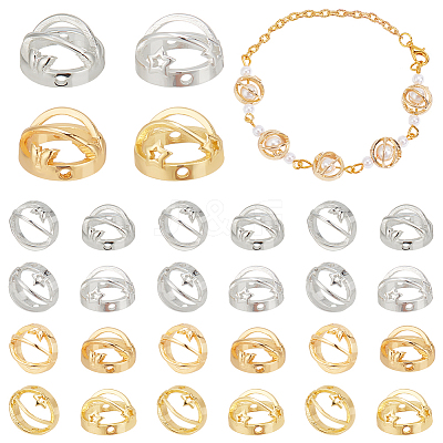 32Pcs 4 Style Brass Bead Frame KK-NB0003-46-1