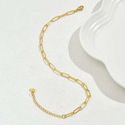 Fashionable Stainless Steel Textured Paperclip Chain Anklets for Women NQ3466-1