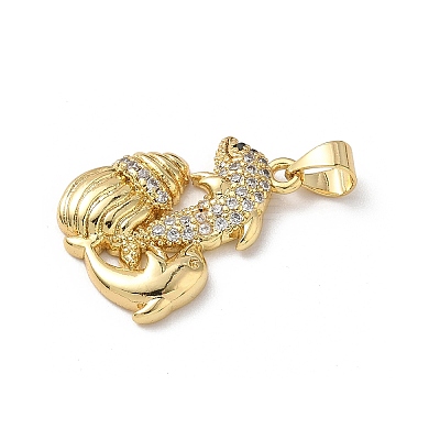 Brass Micro Pave Cubic Zirconia Pendants KK-D502-28A-G-1
