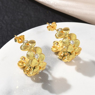 Brass Micro Pave Cubic Zirconia Stud Earrings for Women KK-CBA760A-08G-1