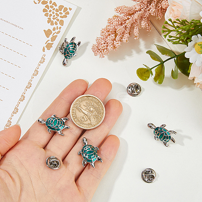 4Pcs Turtle Brass Enamel Lapel Pin Backs for Backpack Clothes JEWB-FH0003-05-1