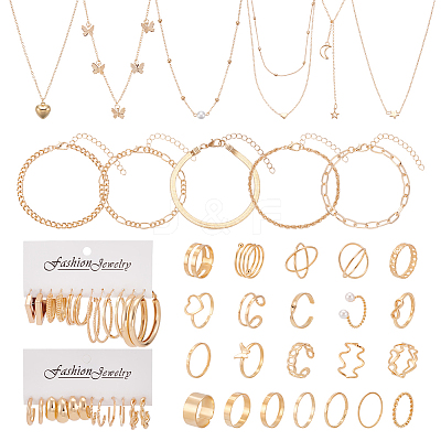 1 Bag Iron with Alloy Hoop Earrings & Stud Earrings & Pendant Necklaces & Rings & Bracelets SJEW-UN0001-20-1