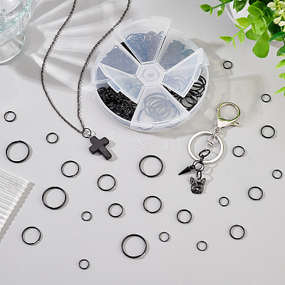 373Pcs 5 Styles Iron Split Key Rings IFIN-PH0001-93-1