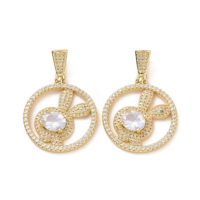 Brass Micro Pave Cubic Zirconia Pendants ZIRC-F134-26G-01-1