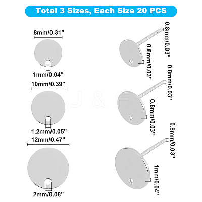 304 Stainless Steel Stud Earring Findings STAS-UN0019-05P-1