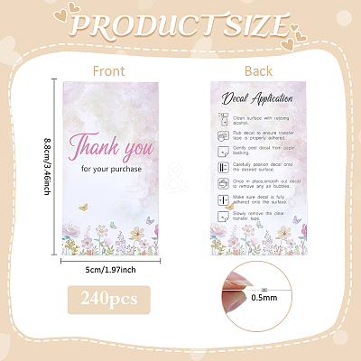 240Pcs Floral Print Paper Care Instructions Cards AJEW-FG0005-62B-1