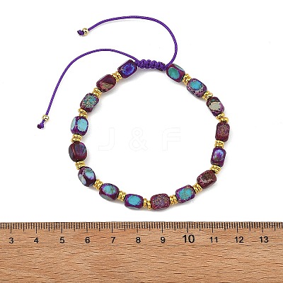 Adjustable Dyed Natural Imperial Jasper Cuboid Braided Bead Bracelets BJEW-JB14247-1
