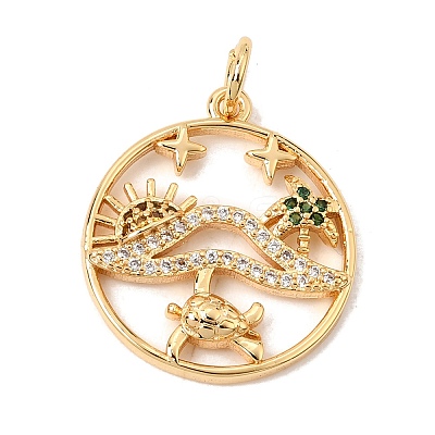 Brass Micro Pave Green Cubic Zirconia Pendants CU-CBA6344-06G-1