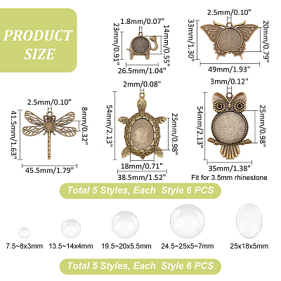 DIY Blank Dome Pendant Making Kit DIY-PH0020-76-1