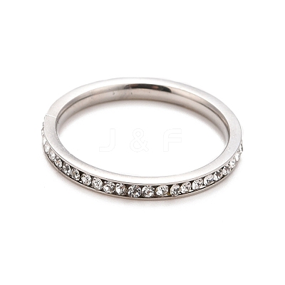 304 Stainless Steel Rhinestone Rings Set STAS-D178-02A-1