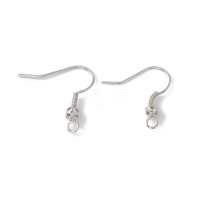 Brass Round Beaded Earring Hooks KK-G438-01P-1