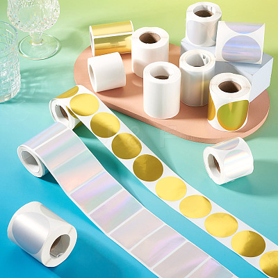 2 Rolls 2 Styles Vinyl Plastic Printable Holographic Stickers OFST-TA0001-11C-1