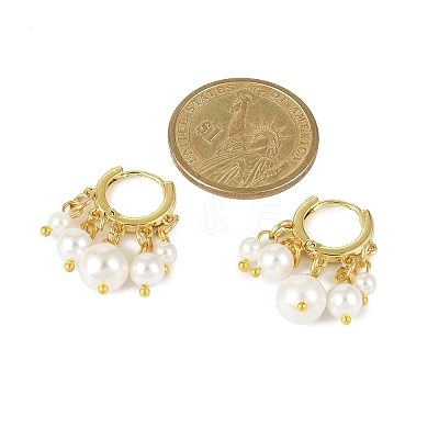 Round Shell Pearl Beaded Chandelier Earrings EJEW-JE06354-1