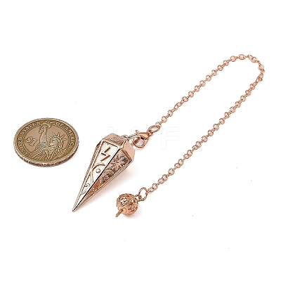 Rack Plating Brass Cone Dowsing Pendulum Pendants AJEW-G064-01RG-1