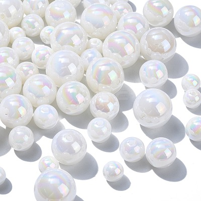 100Pcs 5 Styles ABS Plastic Imitation Pearl Beads KY-CJ0002-03-1