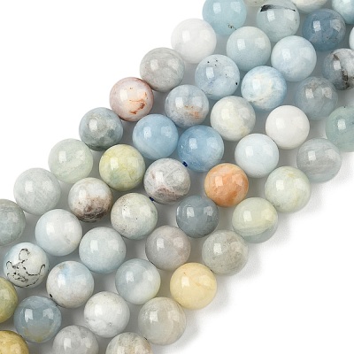 Natural Aquamarine Beads Strands G-D327-A01-10mm-1