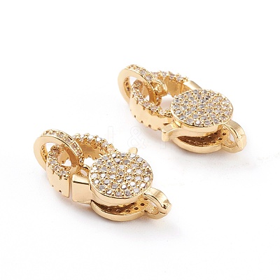 Brass Micro Pave Clear Cubic Zirconia Lobster Claw Clasp ZIRC-I043-33G-01-1