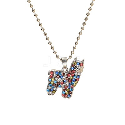 Alloy Colorful Rhinestone Pendant Necklaces for Kid FS-WG8D677-01-1