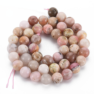 Natural Pink Opal Beads Strands G-R446-8mm-09-1