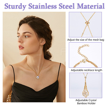 4Pcs 4 Styles Brass Braided Macrame Pouch Empty Stone Holder Bracelet Making & Necklaces Making Set for Women SJEW-DC00001-1