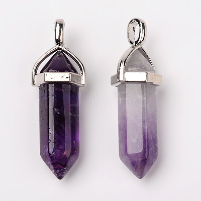 Natural Amethyst Double Terminated Pointed Pendants X-G-F295-05C-1