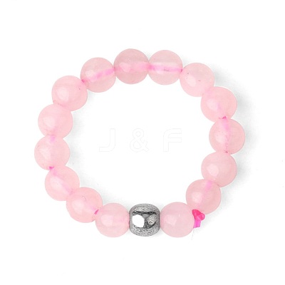 4MM Round Natural Rose Quartz Beaded Stretch Rings VM0712-6-1