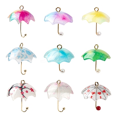 18Pcs 9 Style Printed Acrylic Pendants KY-LS0001-28-1