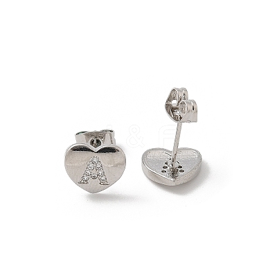 Rack Plating Brass Micro Pave Clear Cubic Zirconia Stud Earrings EJEW-K299-01P-1