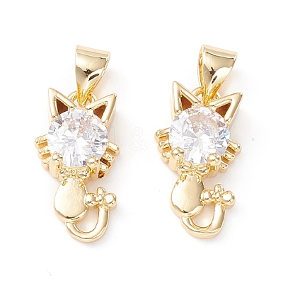 Brass Micro Pave Cubic Zirconia Pendants KK-D067-10G-01-RS-1