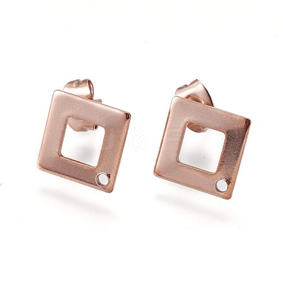Ion Plating(IP) 304 Stainless Steel Stud Earring Findings STAS-O119-13RG-1