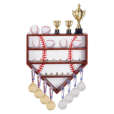 Wall-mounted Pine Wood Organizer Display Stands for Championship Rings RDIS-WH0016-25A-1