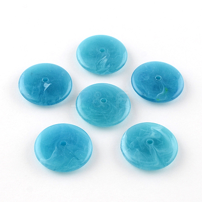 Flat Round Imitation Gemstone Acrylic Beads OACR-R040-M-1