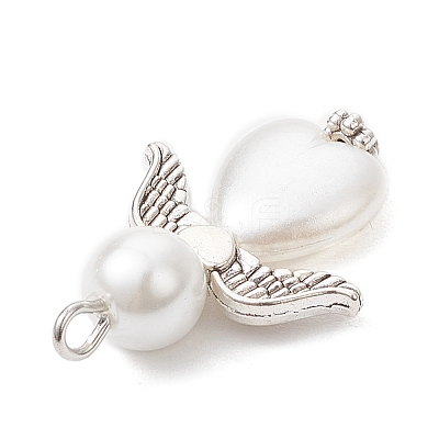 Glass Pearl Round Beads & ABS Plastic Imitation Pearl Beads Pendants PALLOY-JF04094-01-1