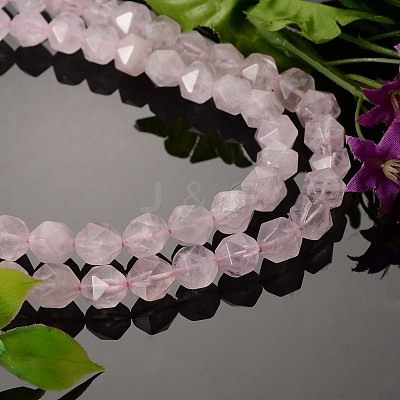 Faceted Natural Rose Quartz Gemstone Bead Strands G-J331-02-8mm-1
