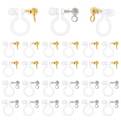 28Pcs 2 Colors 201 Stainless Steel Clip-on Earring Settings STAS-DC0016-90-1